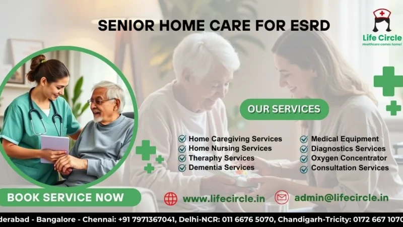 Senior Home Care for ESRD: Caregiver assisting an elderly patient with ESRD at home