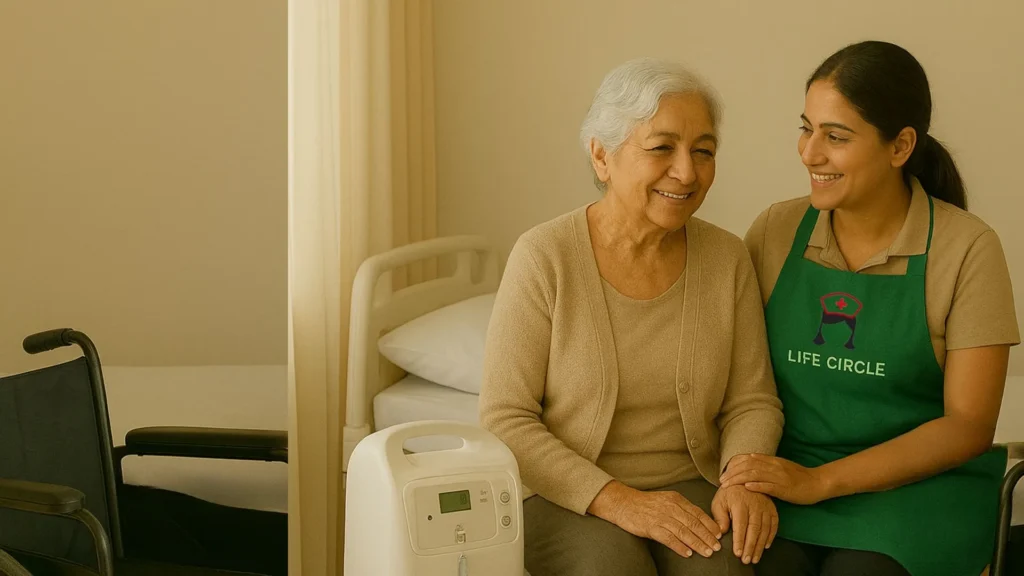 Medical Equipment Rental in Hyderabad – elderly woman with home‑care device