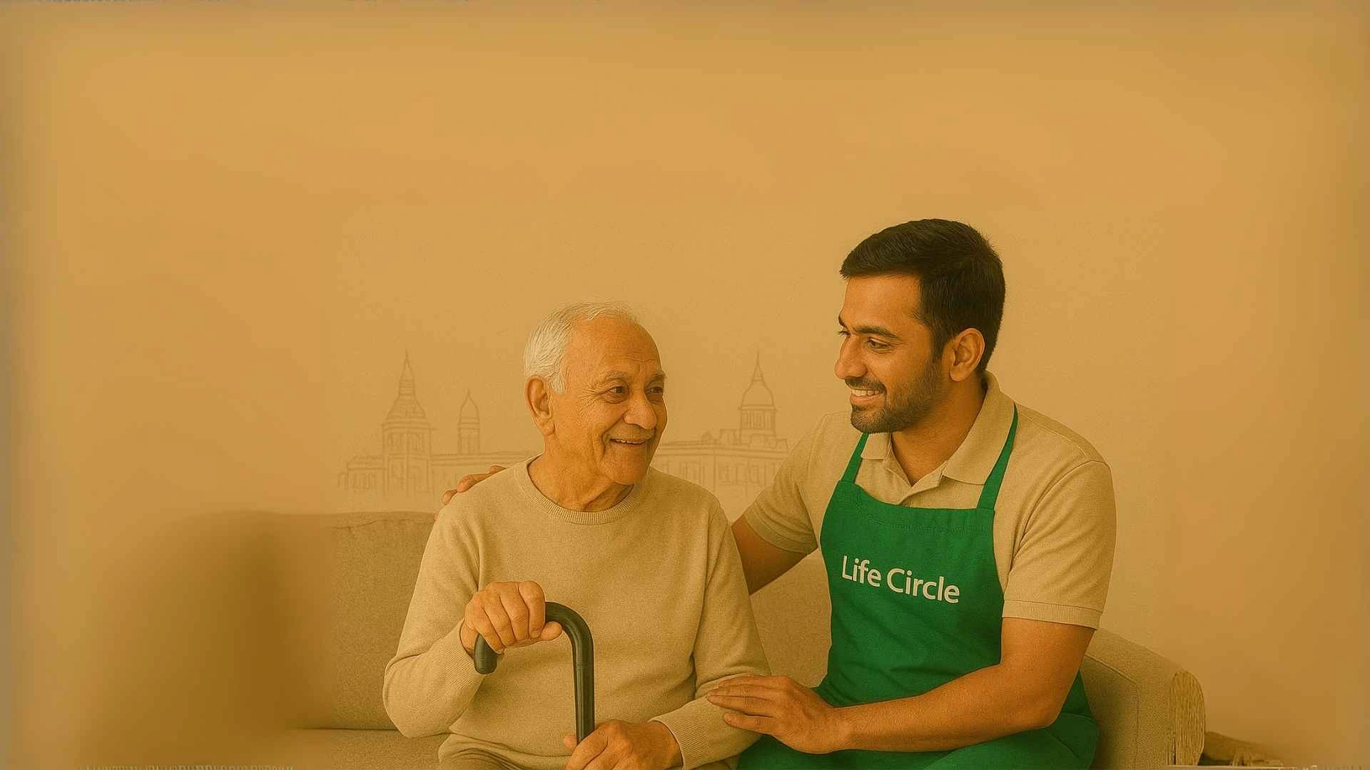 Home Caregiver / Attendant in Chennai – professional caregiver assisting a senior at home