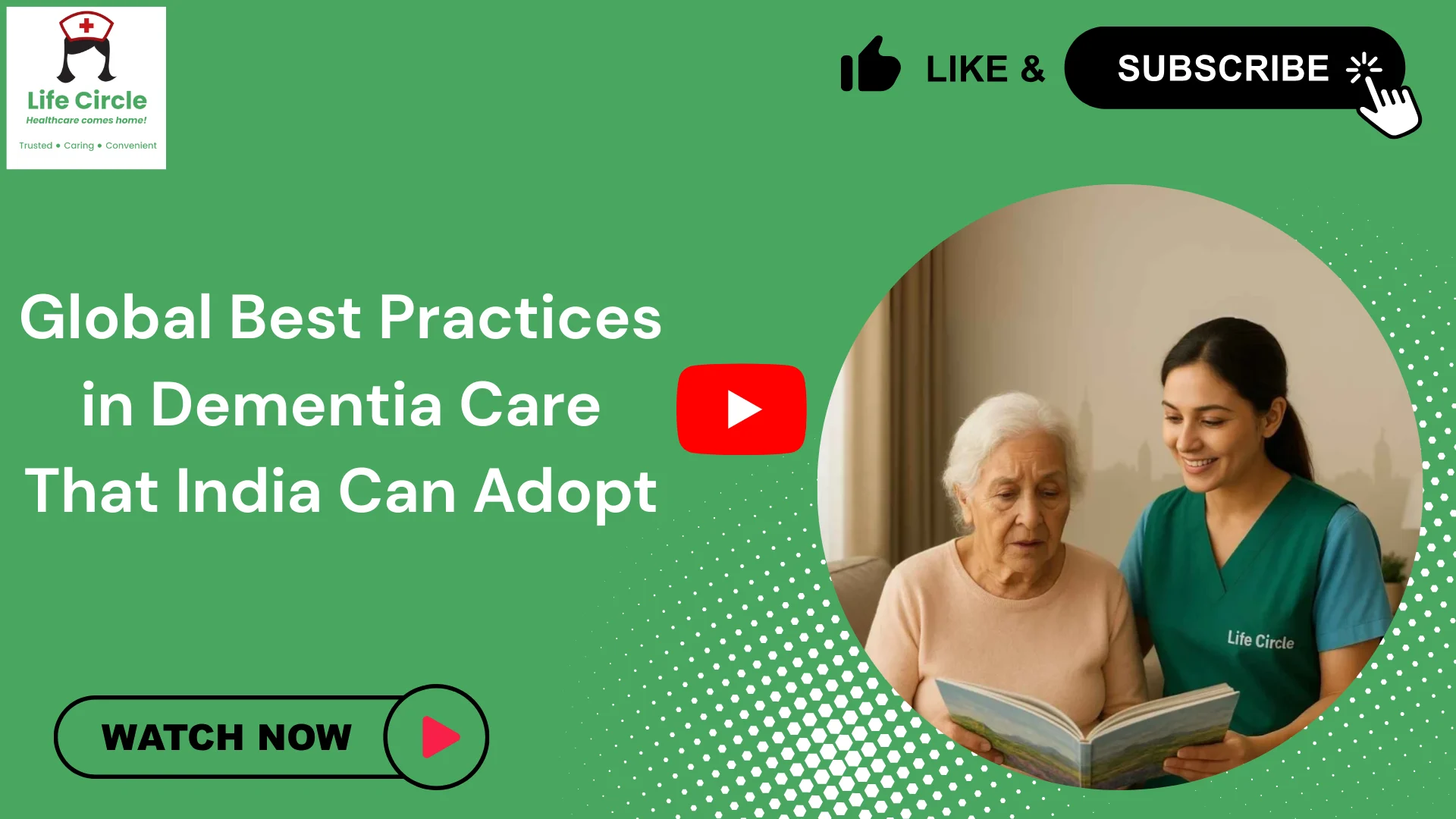Caregiver supporting an elderly person with dementia, representing global best practices in dementia care that can be adopted in India.