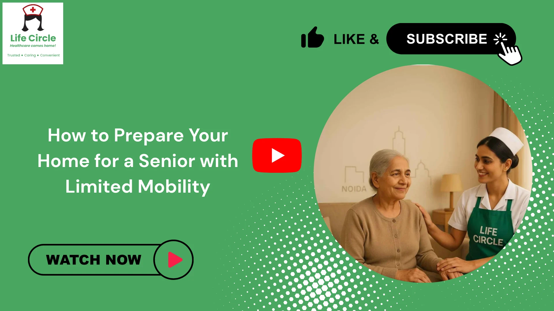 A safe and accessible home setup showing grab bars, non-slip flooring, and clear walkways designed to support a senior with limited mobility.