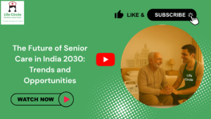 Senior caregiver supporting an elderly man at home, representing the future of senior care in India by 2030 with growing home healthcare and caregiving opportunities.