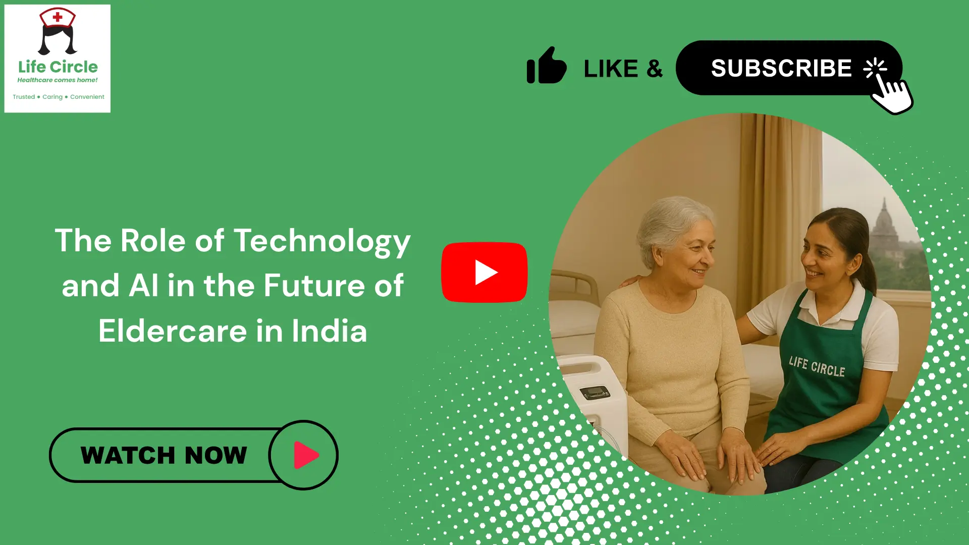 Elderly woman interacting with a digital health tool, illustrating how technology and AI are shaping the future of eldercare in India.