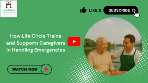 Life Circle caregiver receiving emergency response training, learning how to manage urgent elder care situations.